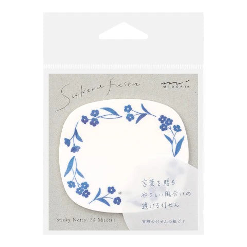 Sticky Notes Transparency Blue Flowers - The Stkr Store