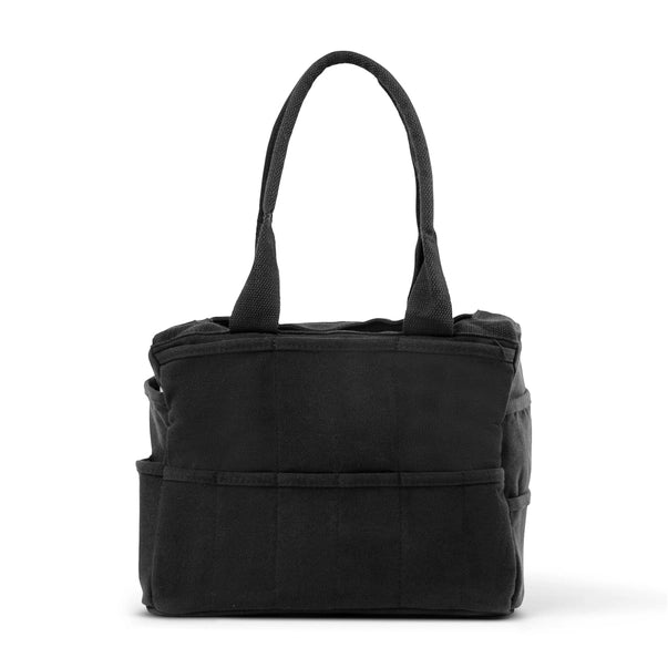 Black tote bag on a white background