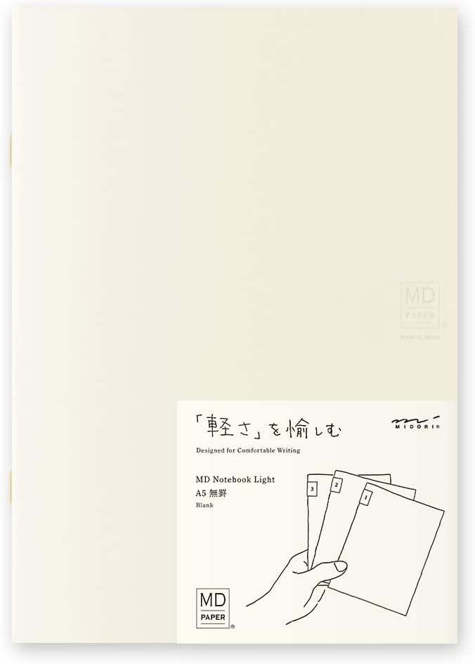 Midori MD Paper Notebook Light A5 Blank, Set of 3 - The Stkr Store