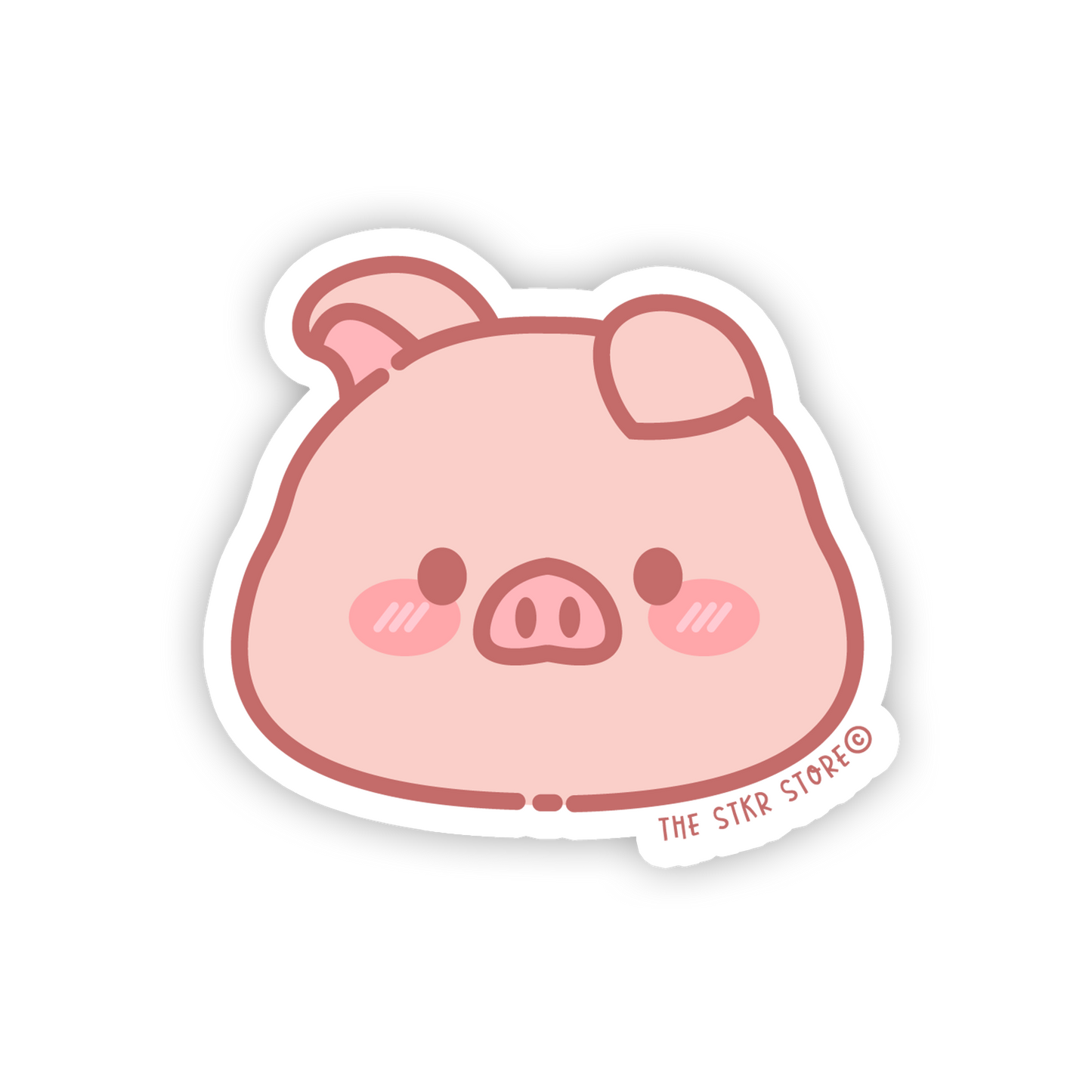 Blushing Piggy Face - Cute Animals Face Sticker - The Stkr Store
