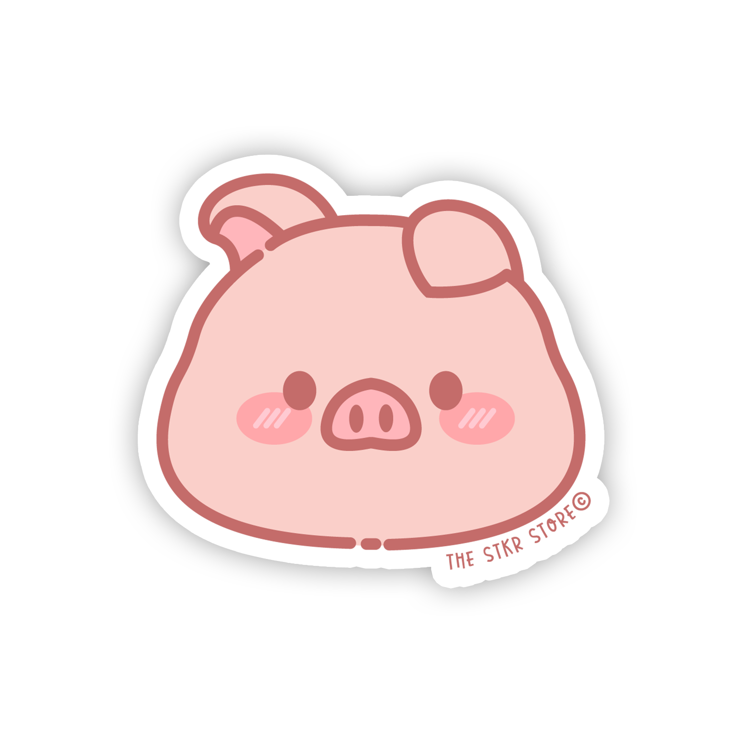 Blushing Piggy Face - Cute Animals Face Sticker - The Stkr Store