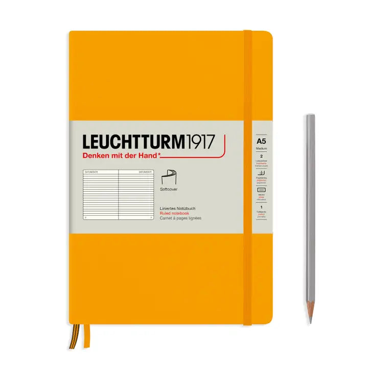 Orange notebook with Leuchtturm1917 branding on a white background