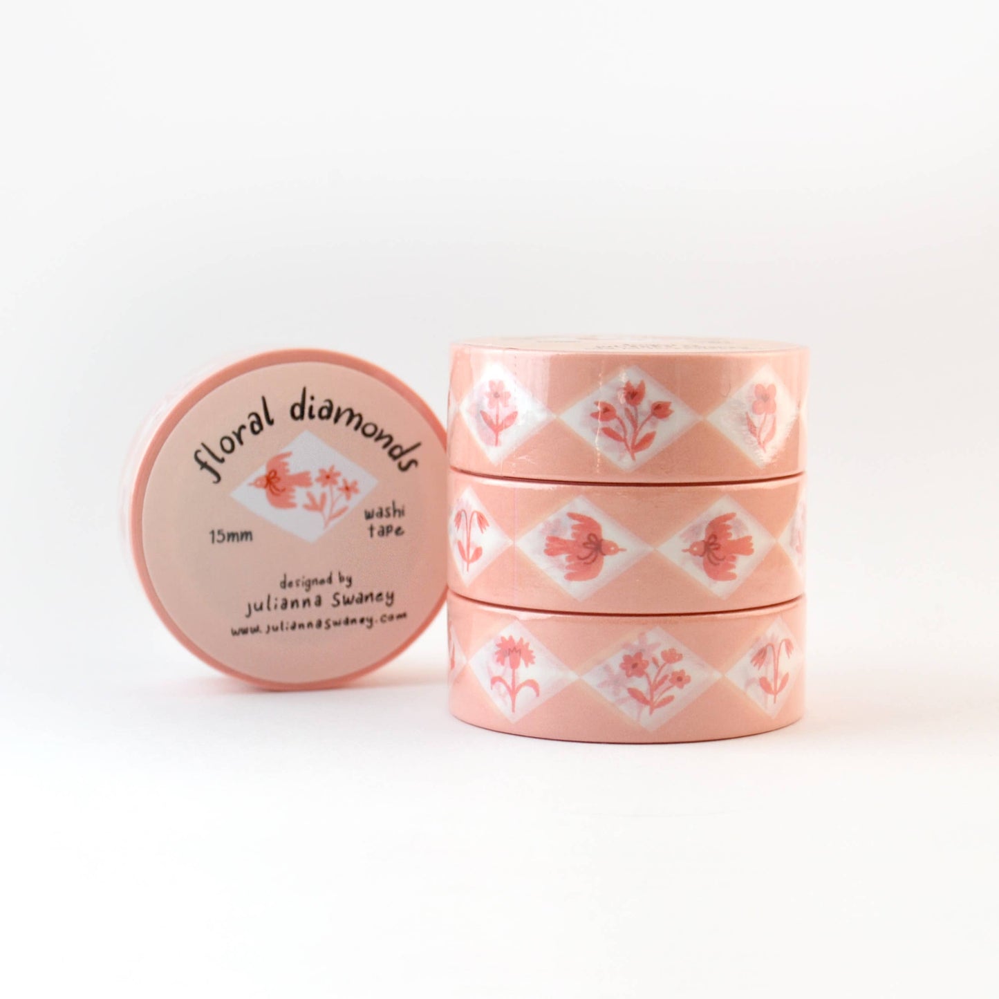 Floral Diamonds Pink 15mm Washi Tape