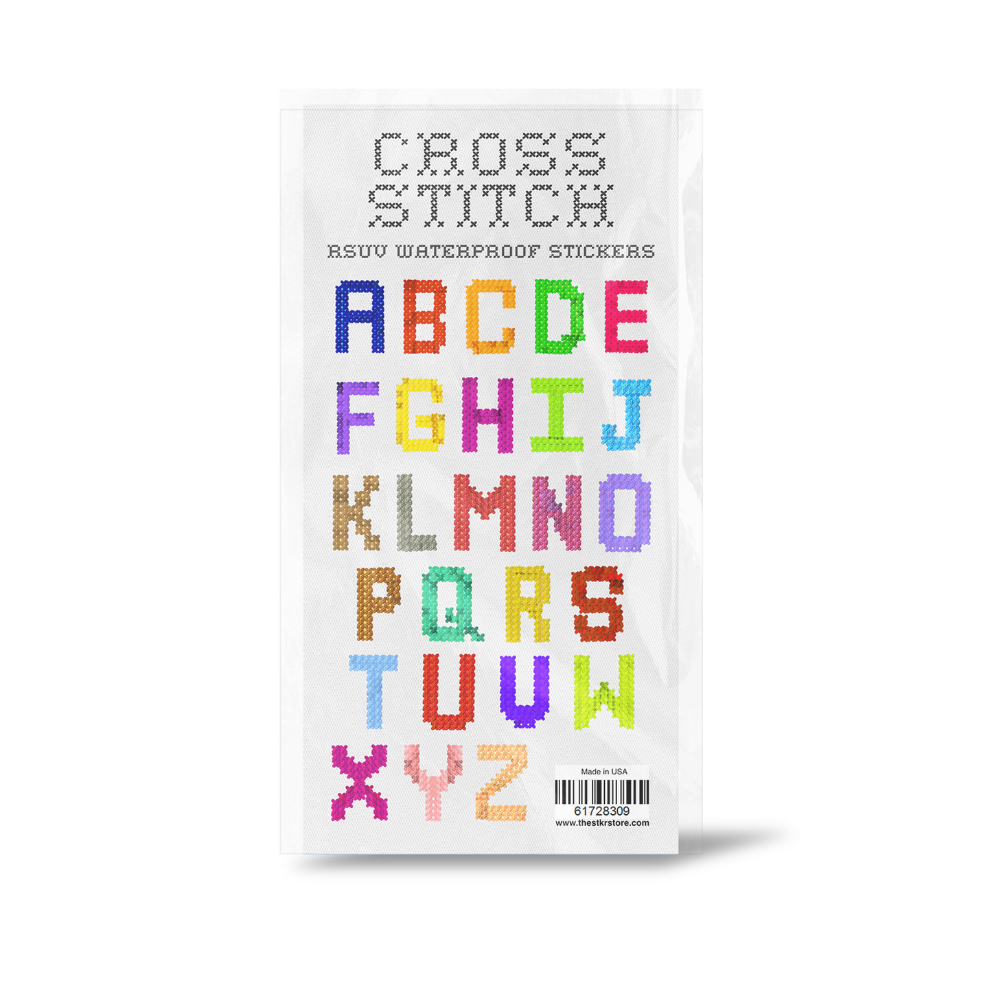 Cross Stitch Alphabet 01 Sticker Sheet