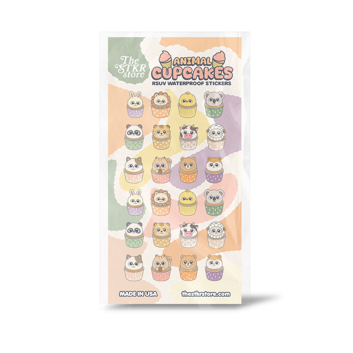 Animal Cupcakes Sticker Sheet