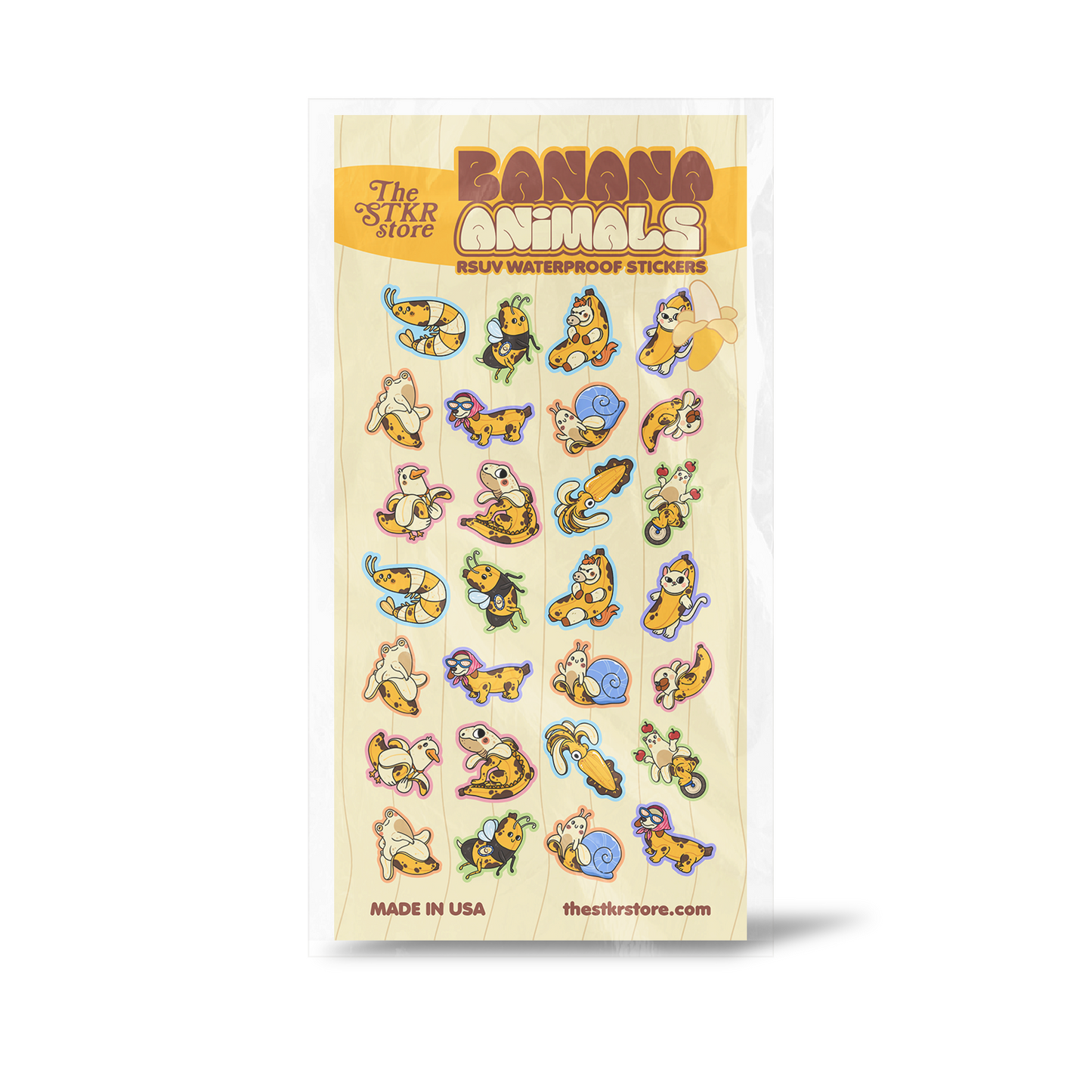 Banana Animals Sticker Sheet