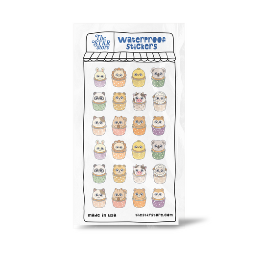 Animal Cupcakes Sticker Sheet