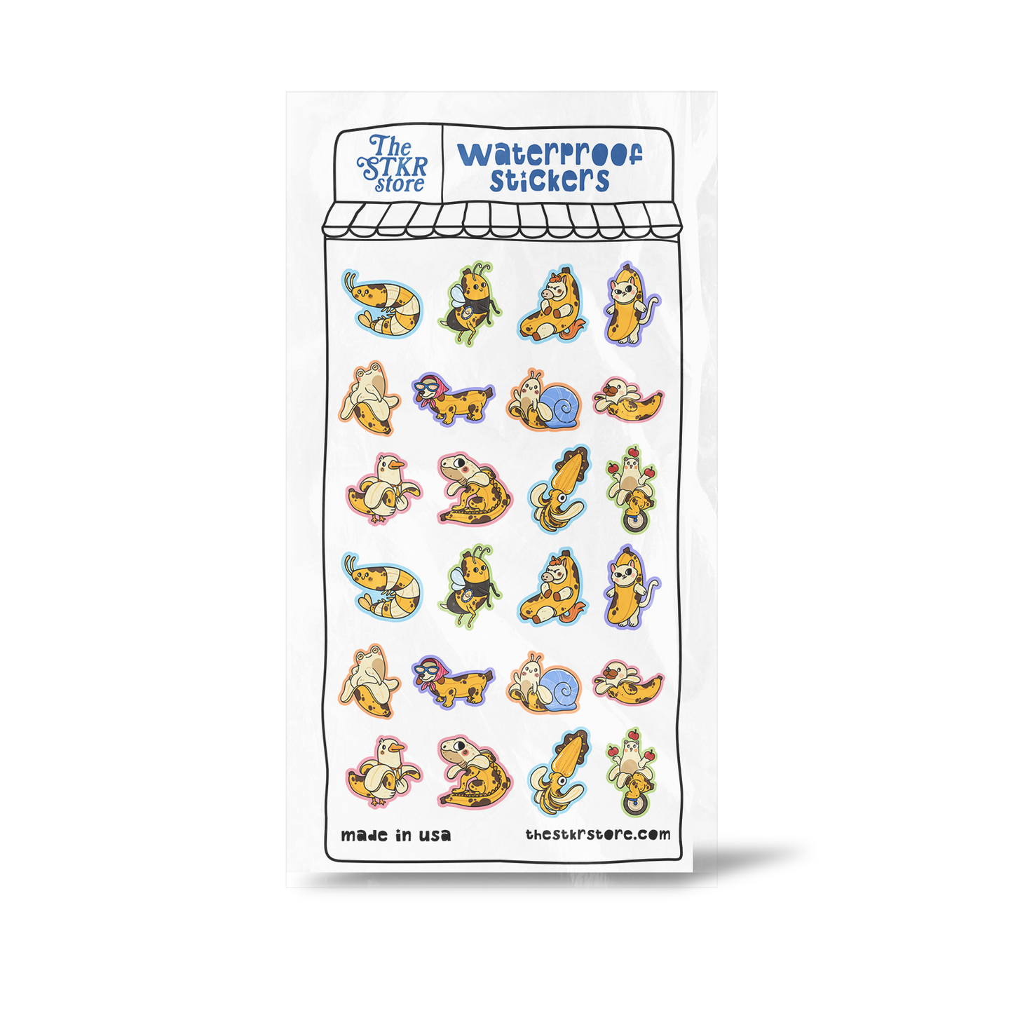 Banana Animals Sticker Sheet