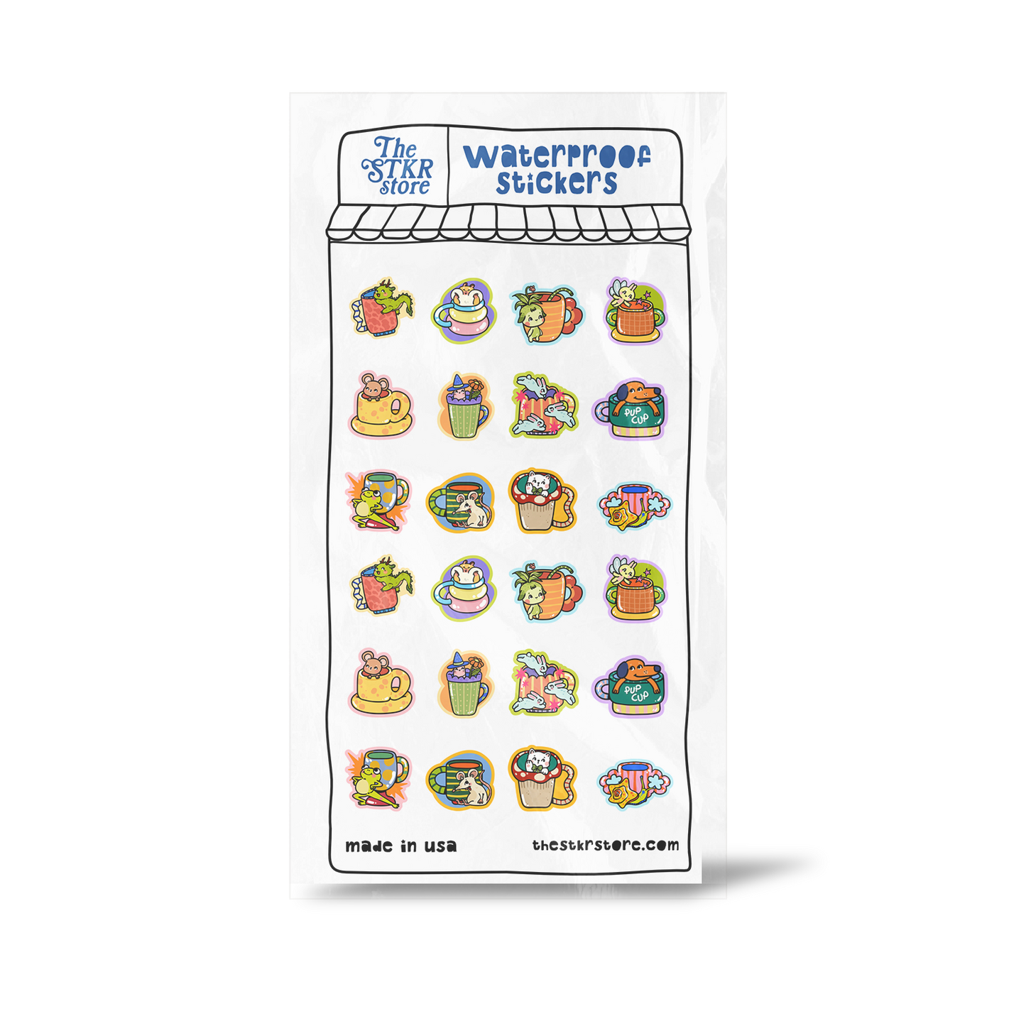 Cute Cups Sticker Sheet