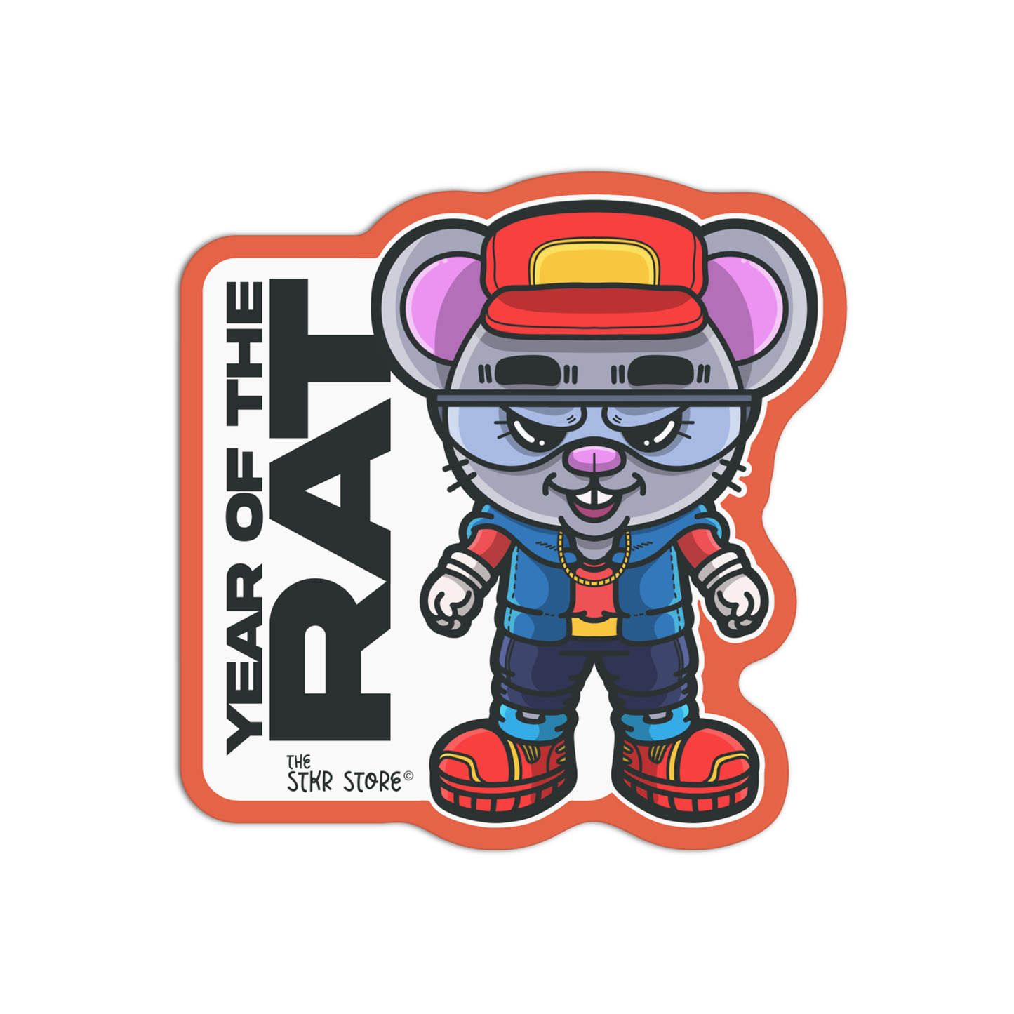 Year of the Rat Zodiac Sign Cyberpunk Sticker