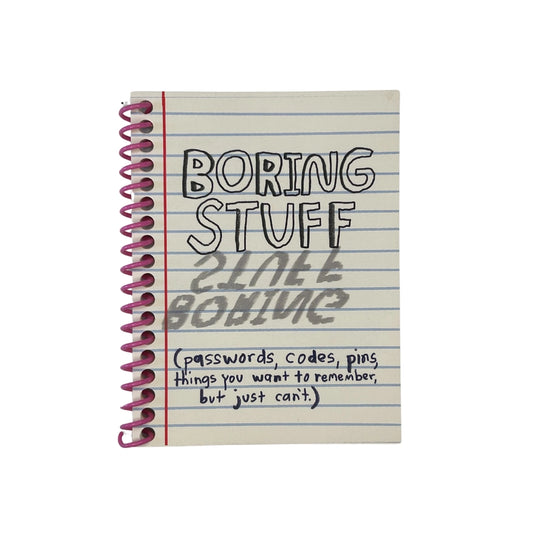 Notebook with handwritten text on a white background