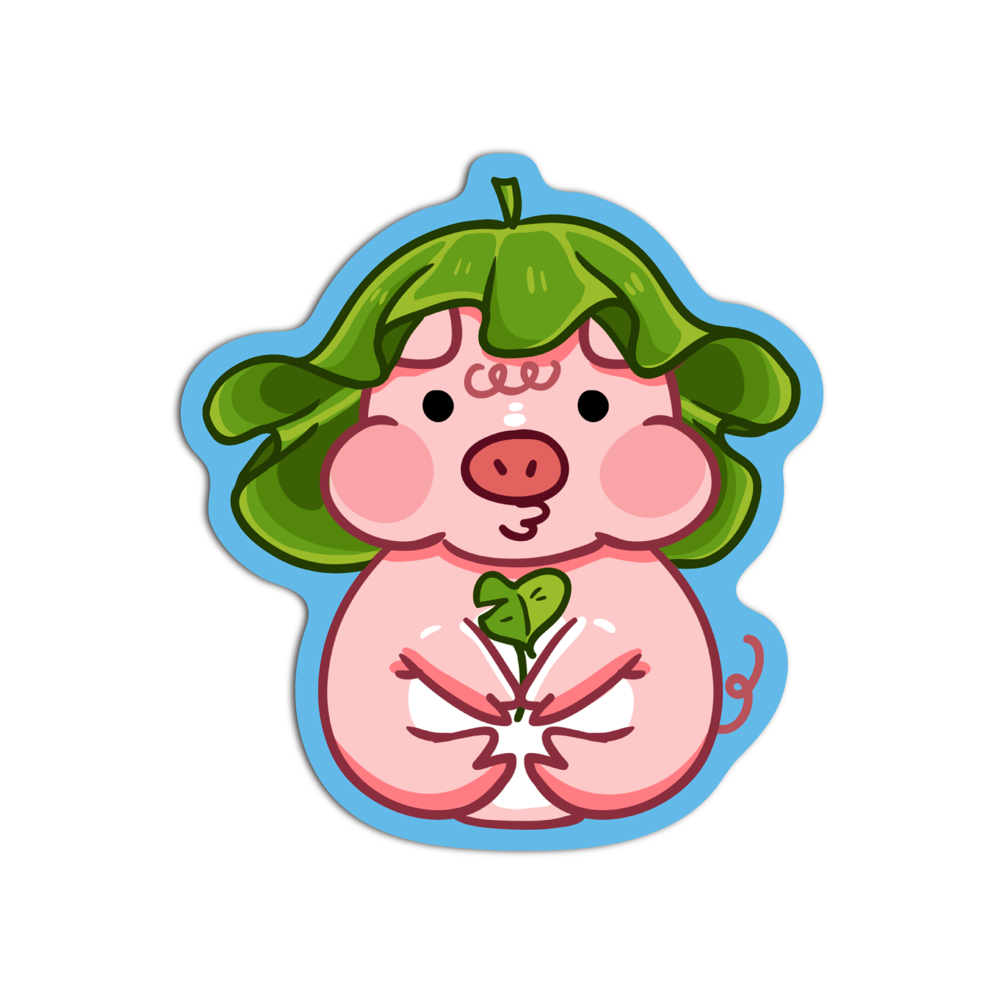 Pig Leaf Cute Pigs Sticker