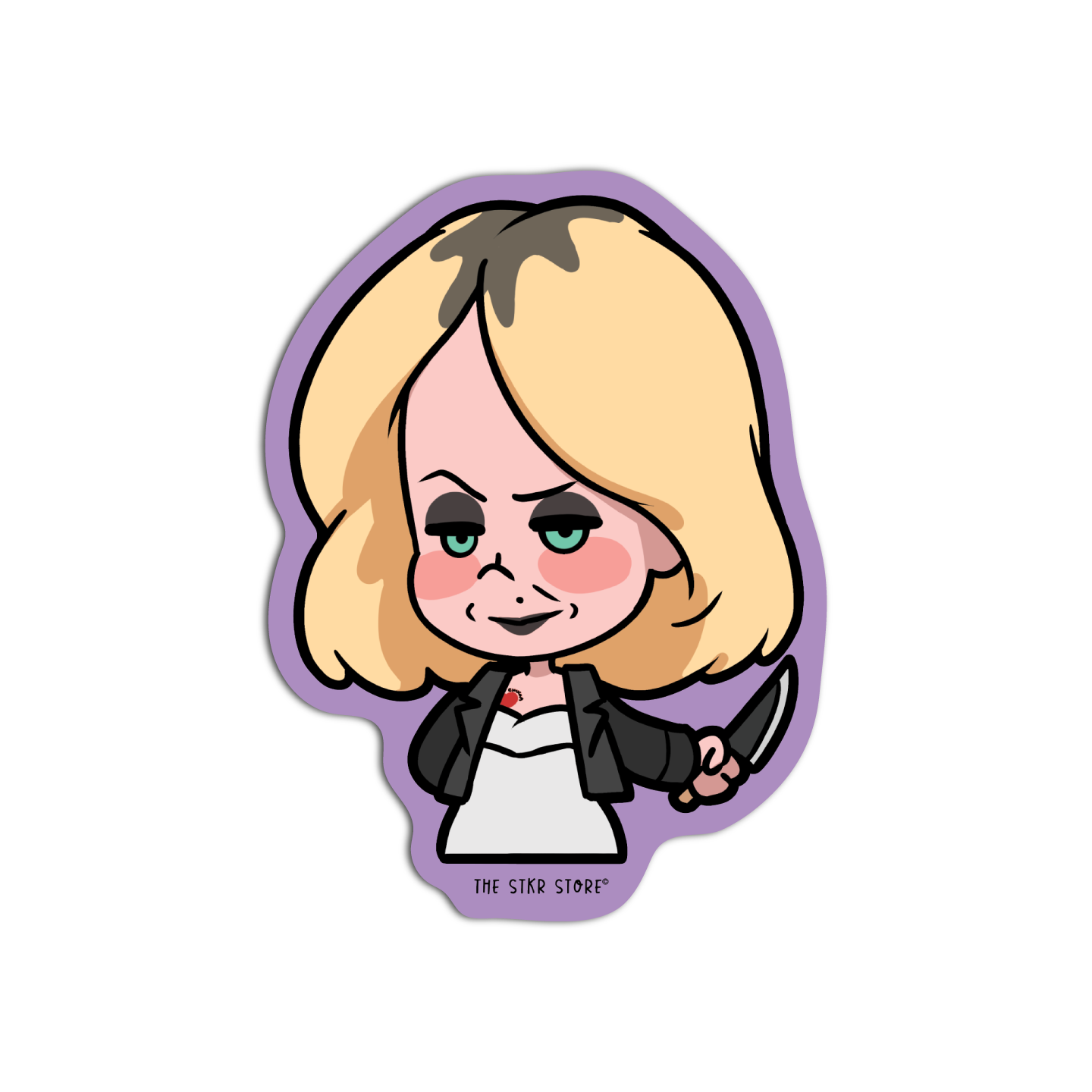 Blonde Woman Holding a Knife Horror Sticker