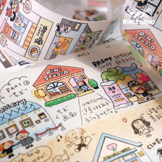 Illustrated stickers with various scenes and text, featuring 'Rin Studio' branding.