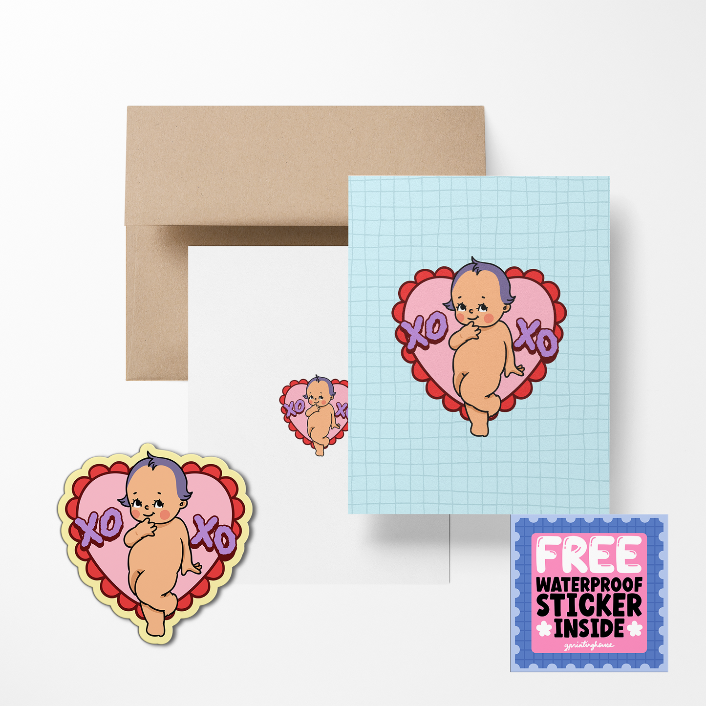 Retro Baby Valentine Greeting Cards - The Stkr Store