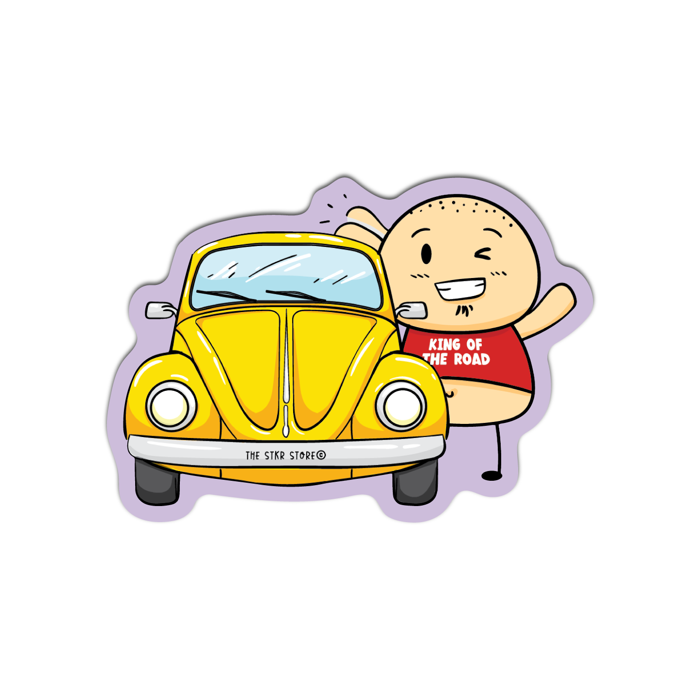 Sean and a Yellow Beetle Car Sean Potato's Vacation Sticker