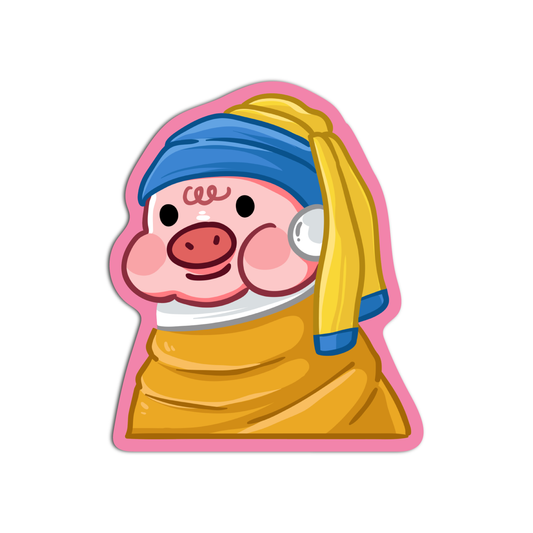 Pig Pearl Earring Cute Pigs Sticker