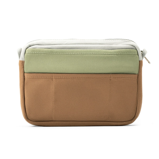 Multicolored pouch with a zipper on a white background