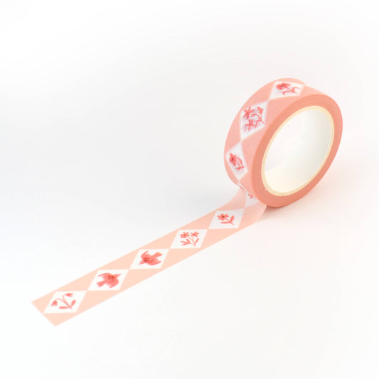 Floral Diamonds Pink 15mm Washi Tape