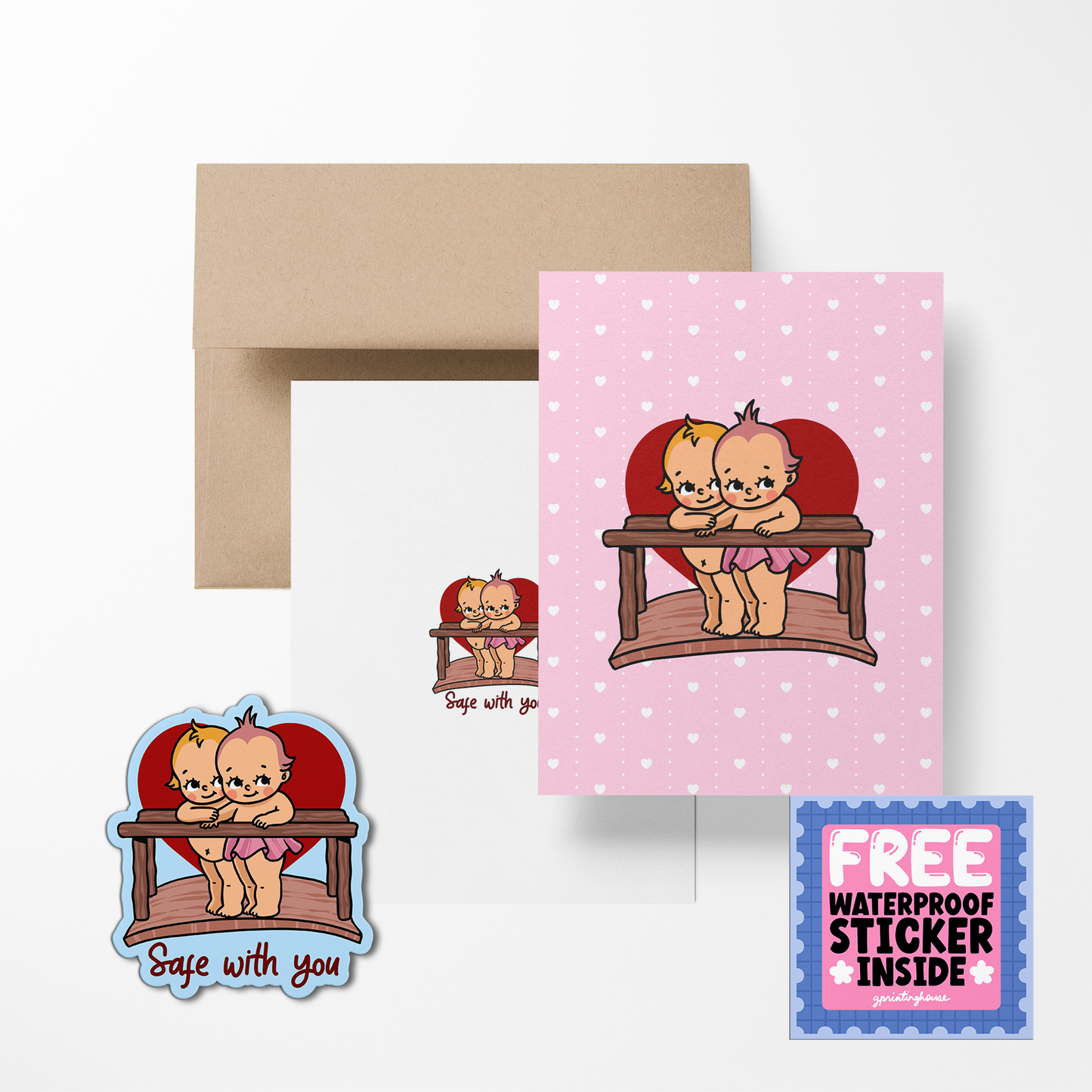 Retro Baby Valentine Greeting Cards - The Stkr Store