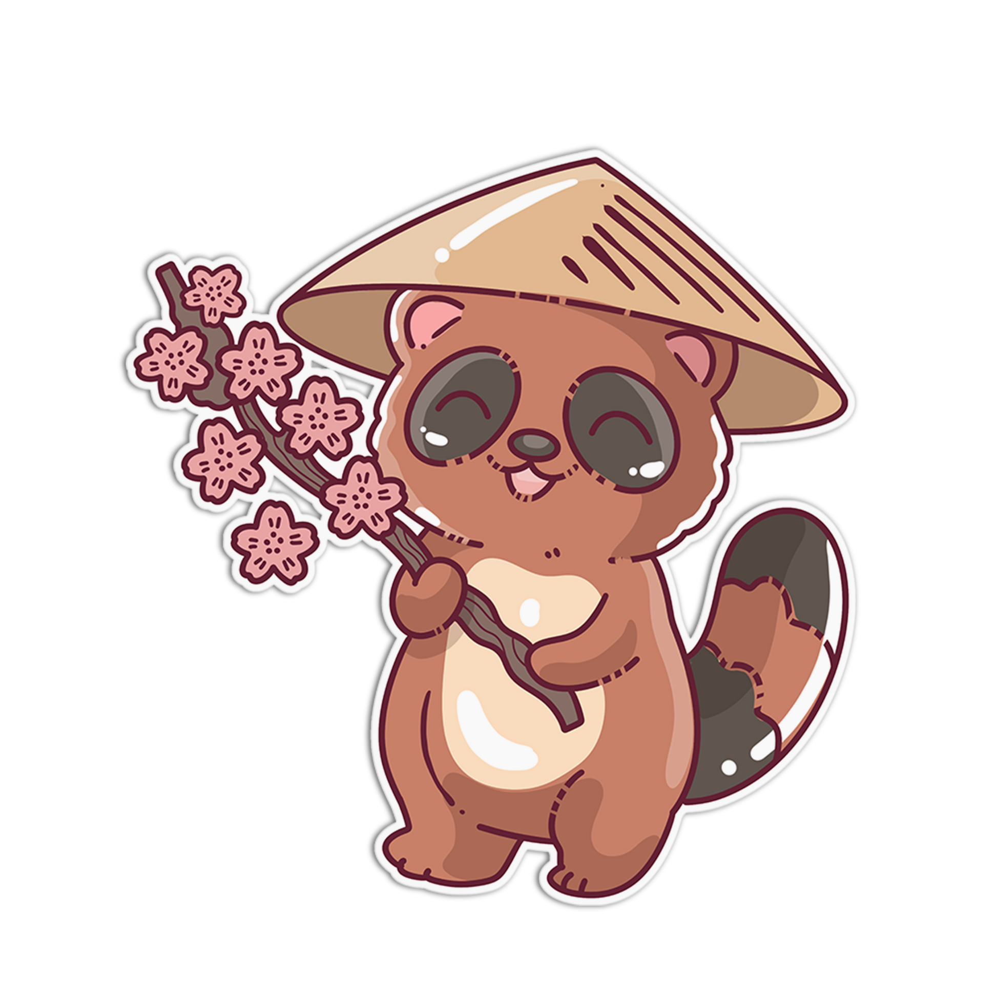 Cherry Blossom Red Panda Sticker