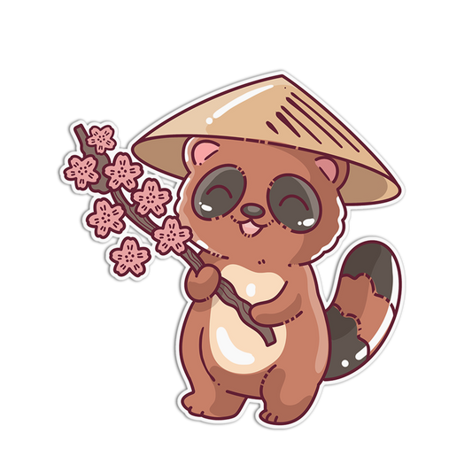 Cherry Blossom Red Panda Sticker