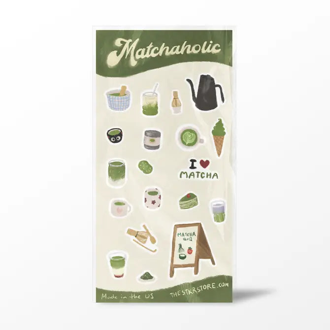 Matchaholic Sticker Sheet - The Stkr Store