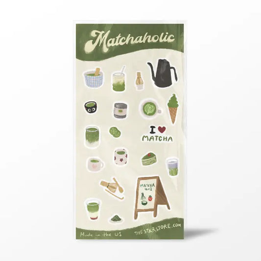 Matchaholic Sticker Sheet - The Stkr Store