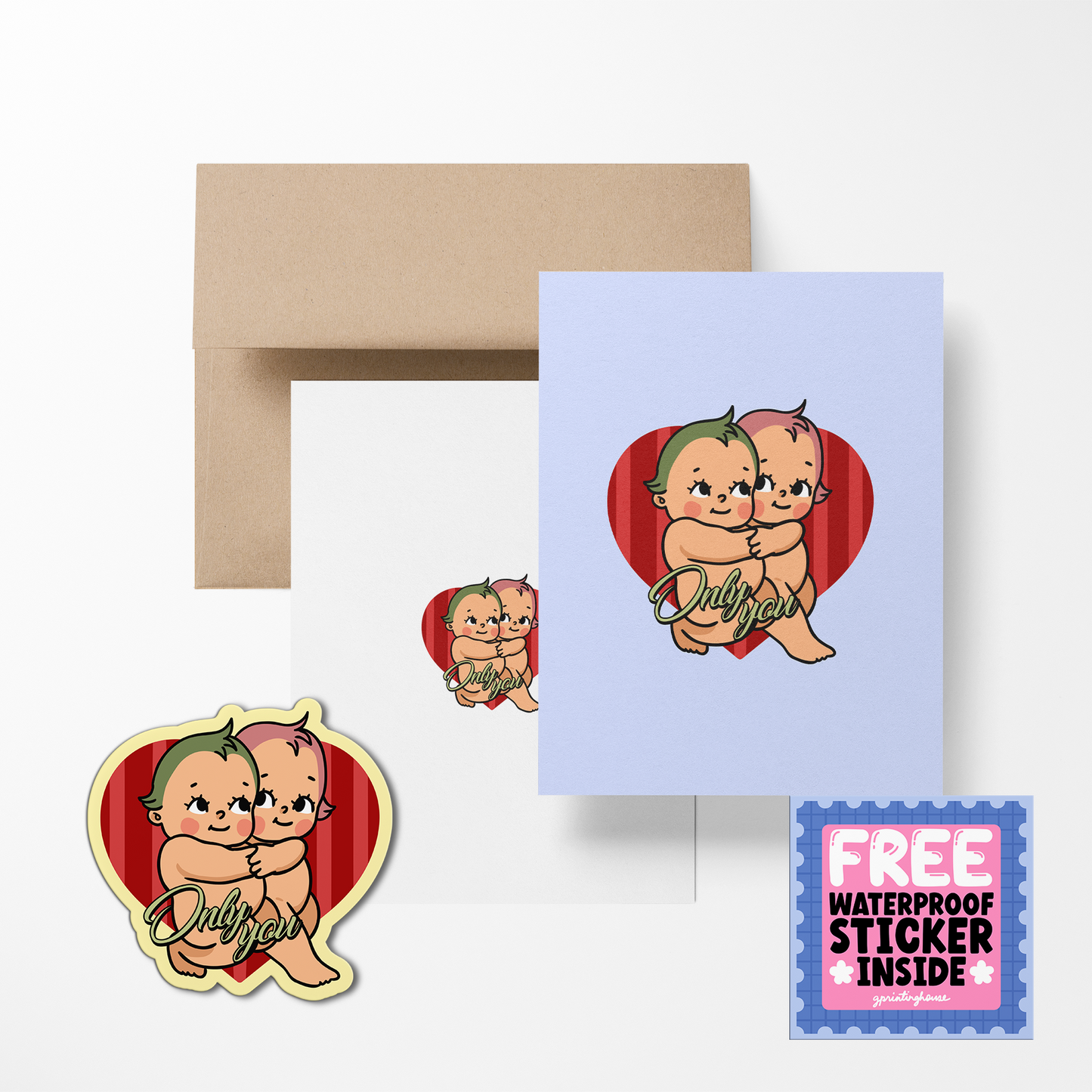 Retro Baby Valentine Greeting Cards - The Stkr Store