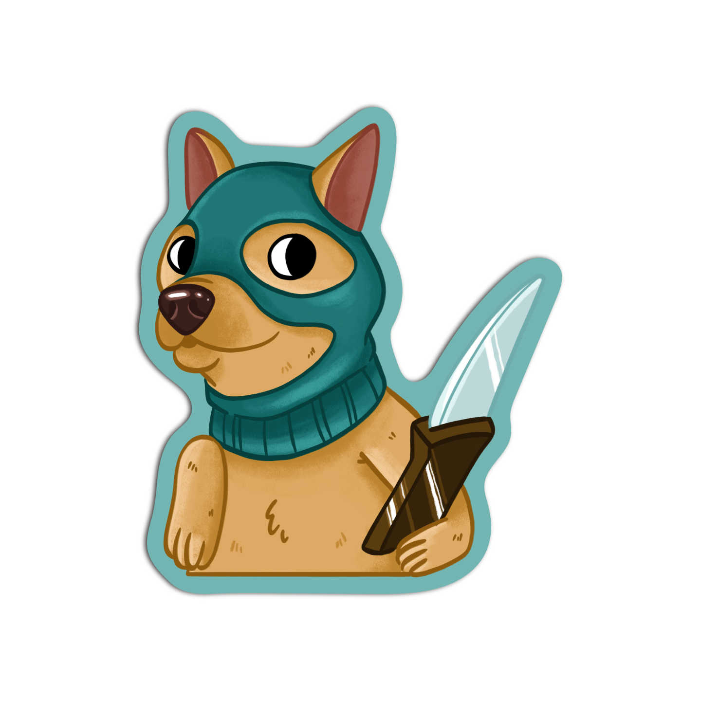 Cute Funny Dog Chihuahua with Knife Sticker