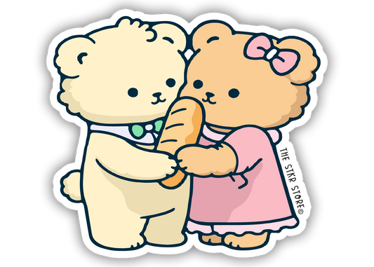 Bread-Sharing Bears - Cute Baking Animal Sticker