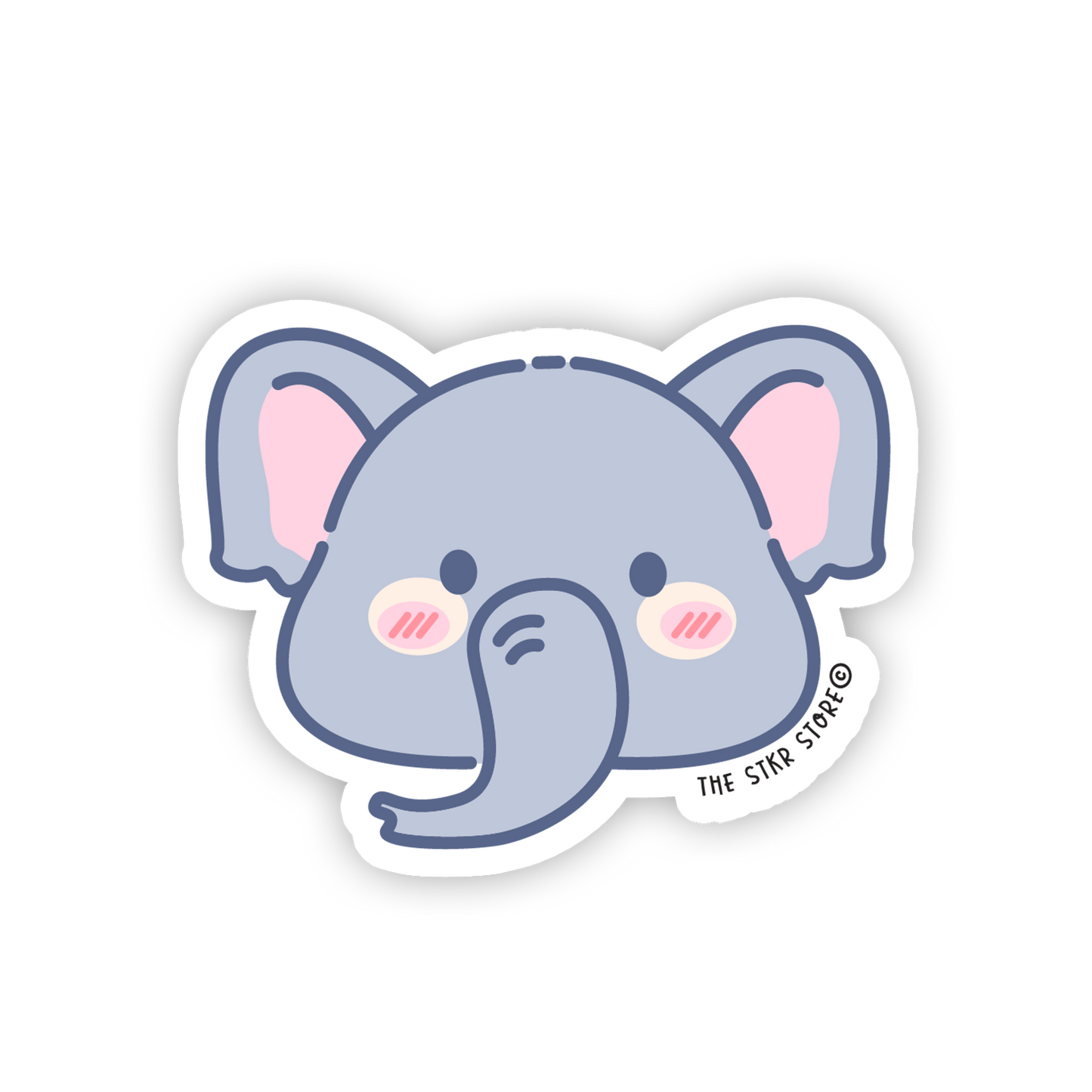 Gentle Elephant - Cute Animals Face Sticker - The Stkr Store