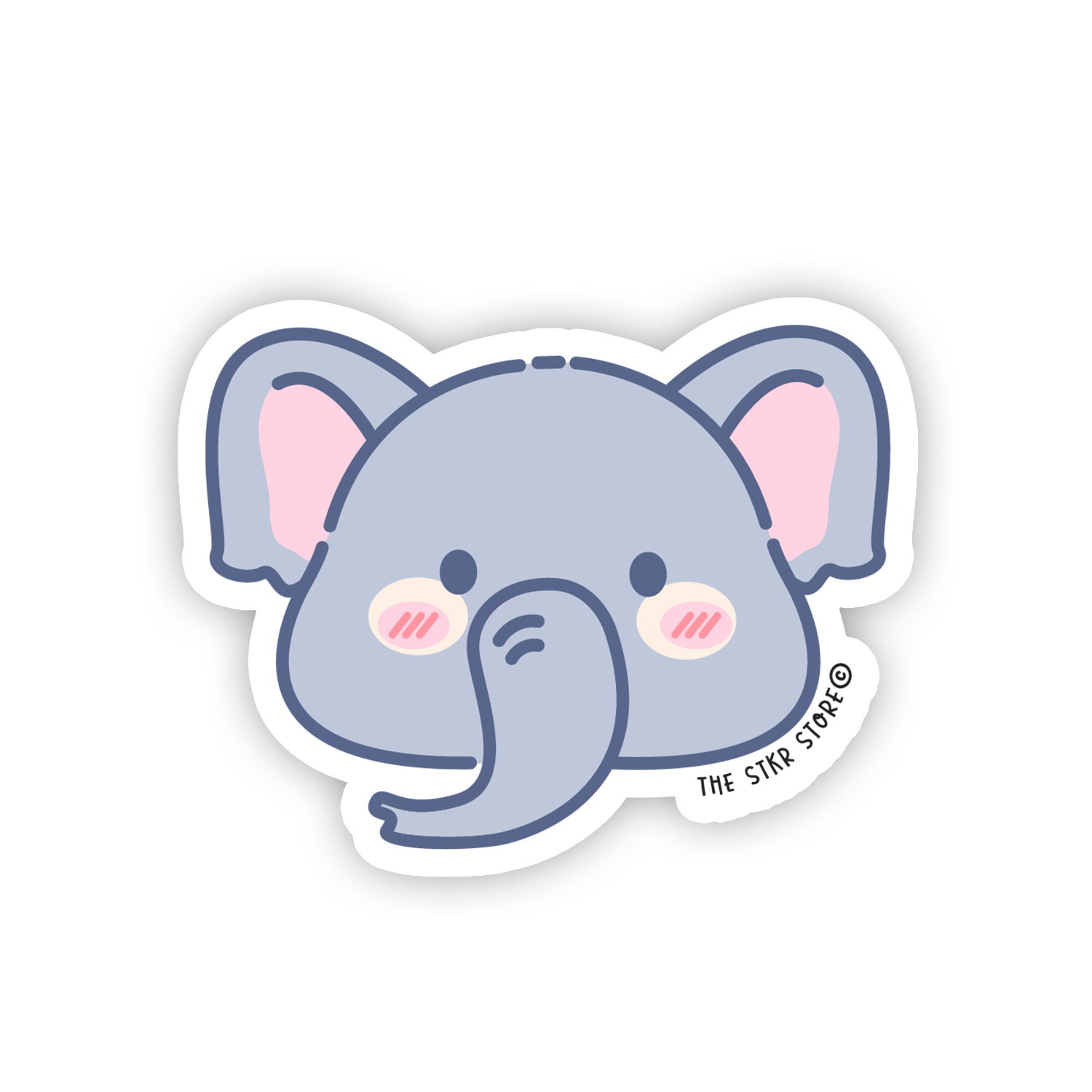 Gentle Elephant - Cute Animals Face Sticker - The Stkr Store