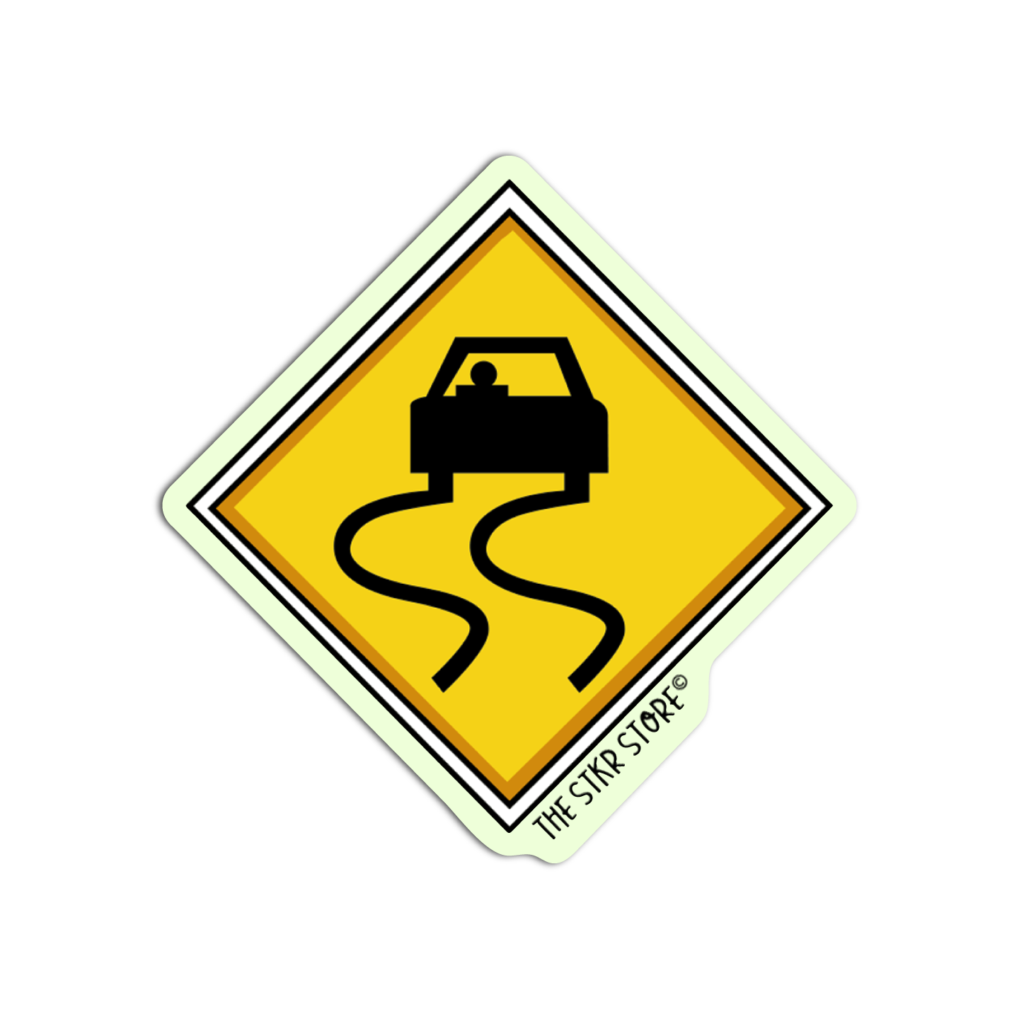 Slippery When Wet Road Sign Sticker