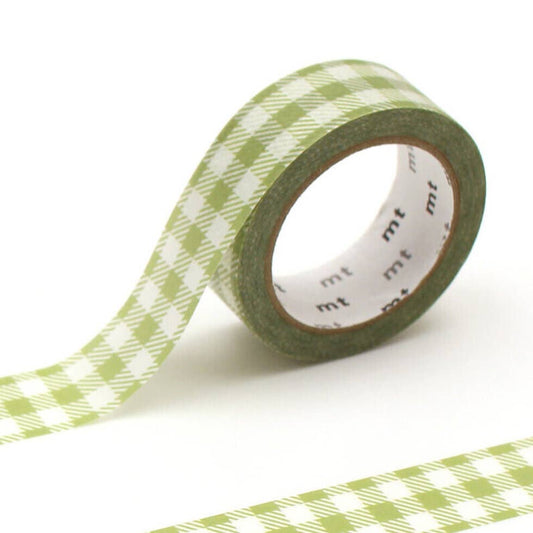 15mm stripe checkered light moss green