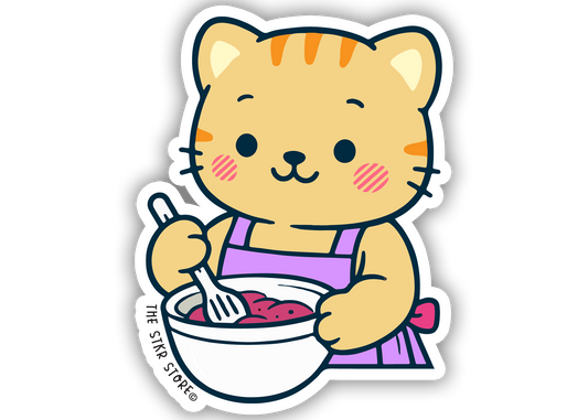 Mixing Ginger Cat - Cute Baking Animal Sticker