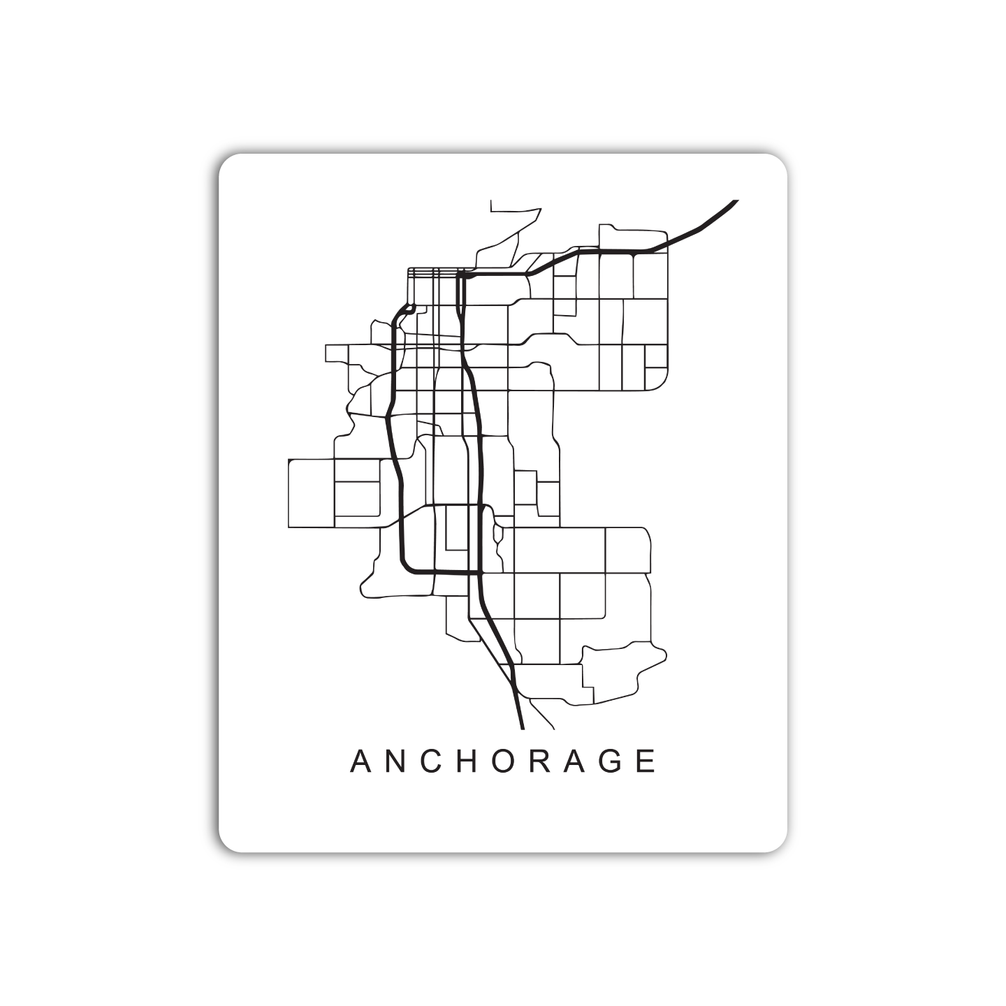 Anchorage U.S. Street Map Sticker