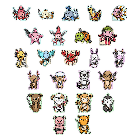 Animals with weapon Sticker Pack