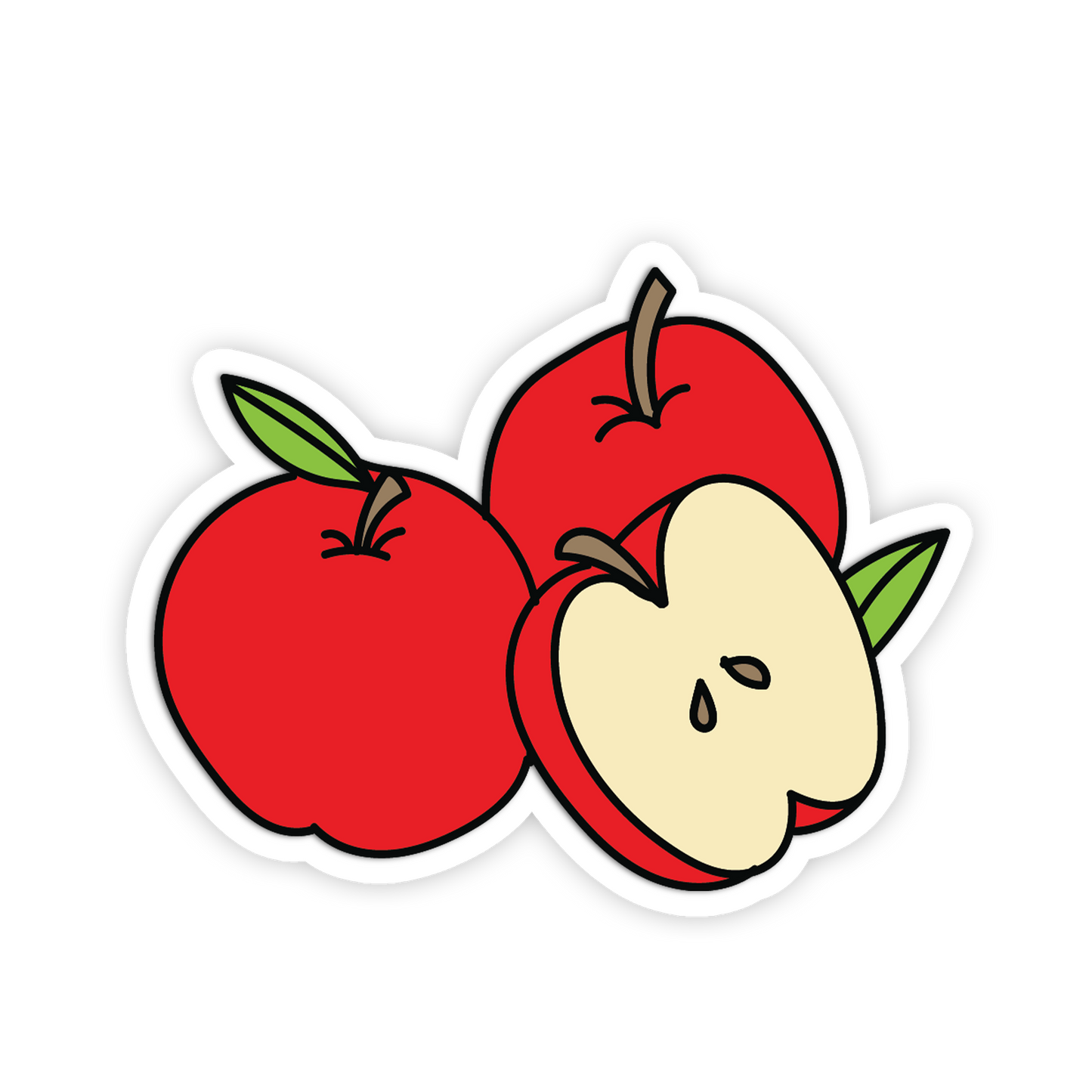 Red Apple Trio With Slice Stickers