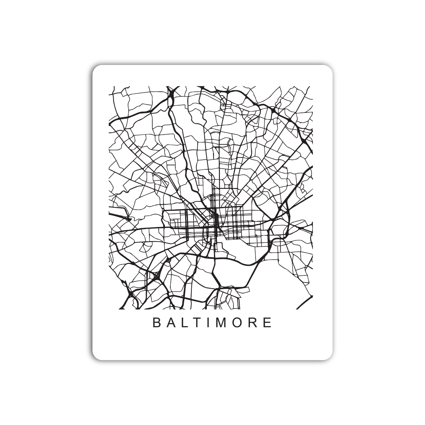 Baltimore U.S. Street Map Sticker