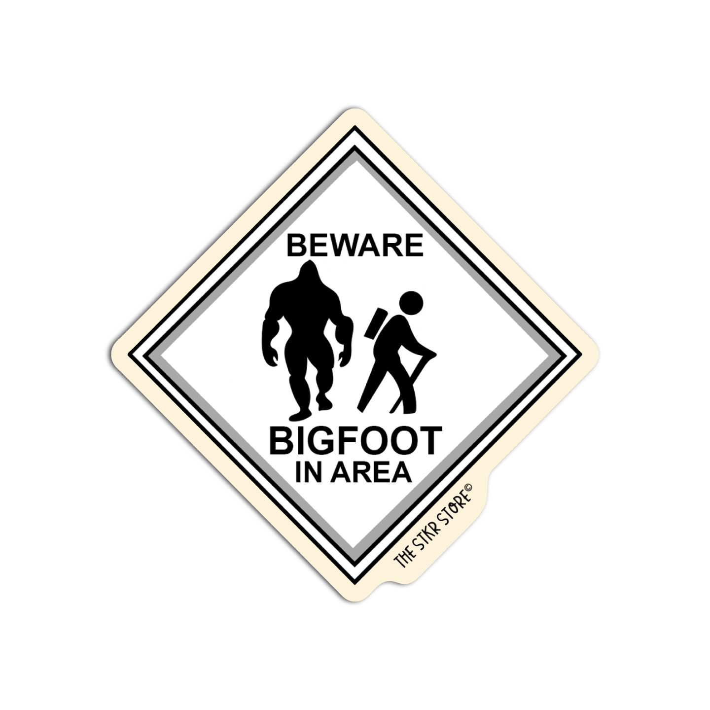 Beware Big Foot in Area Funny Road Sign Sticker