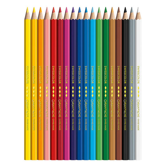 Set of 18 Permanent Colored Pencils SWISSCOLOR in Box
