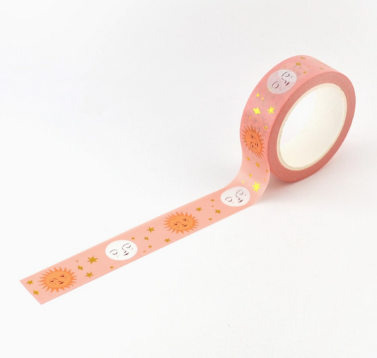 Decorative tape with floral design on a white background