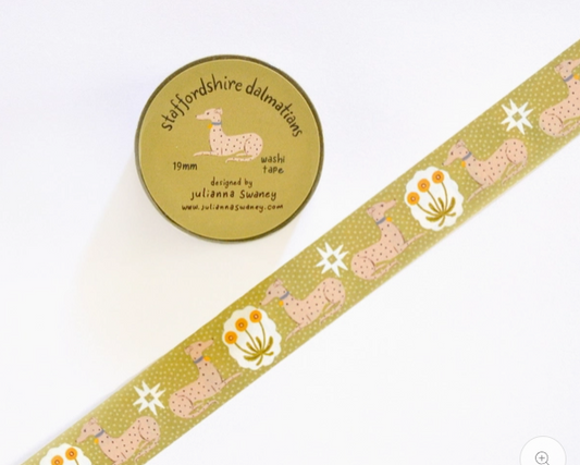 Washi tape with Staffordshire bull terrier design on a white background