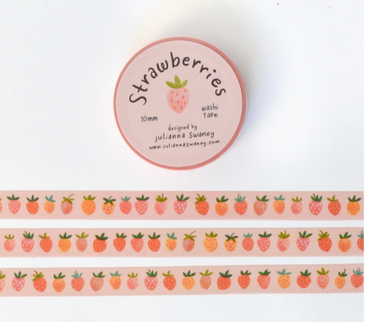 Washi tape with strawberry design on a white background