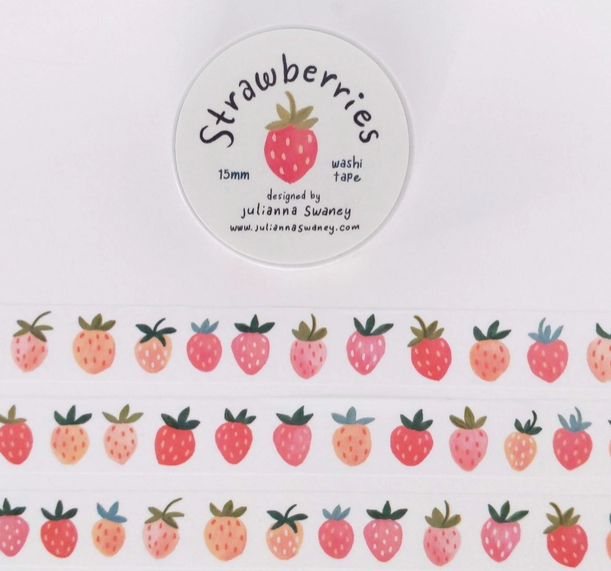 Washi tape with strawberry design on a white background