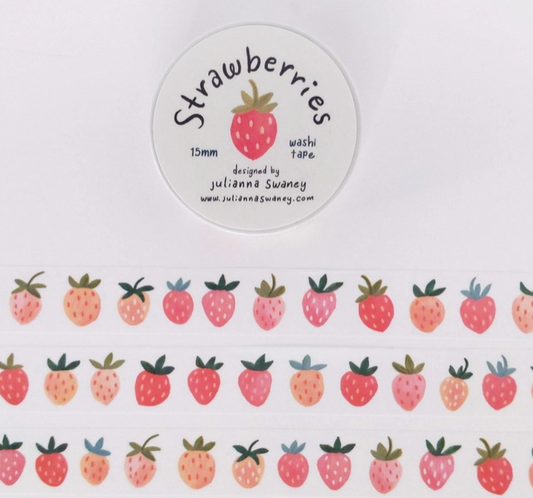 Washi tape with strawberry design on a white background
