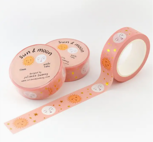 Decorative tape with sun and moon design on a white background