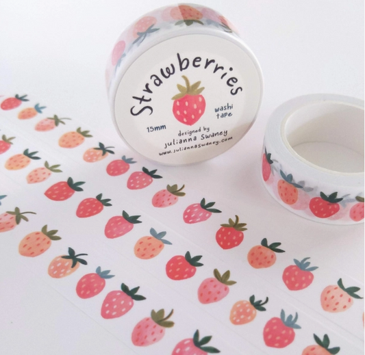 Washi tape with strawberry design on a white background