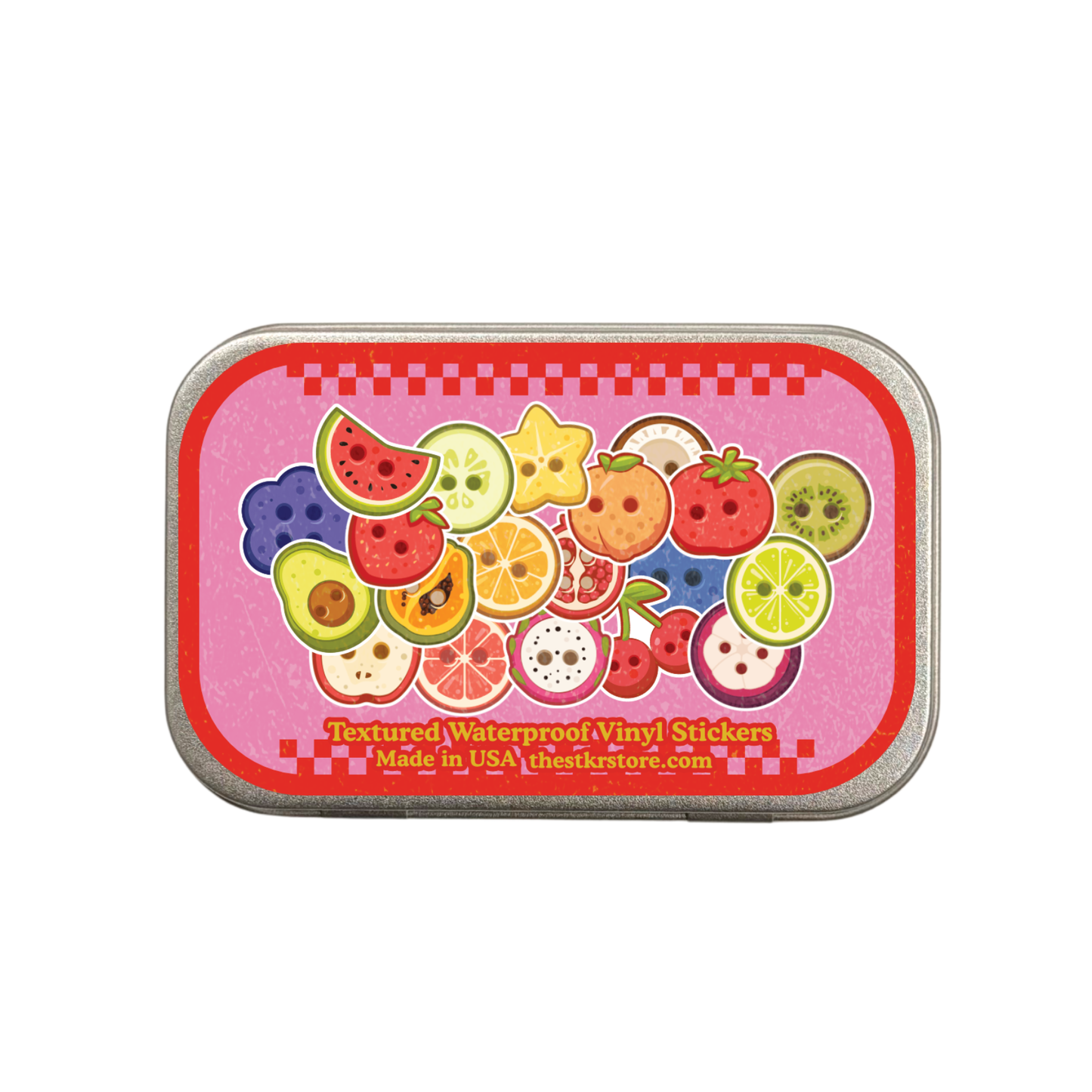 Fruit Button Sticker Tin